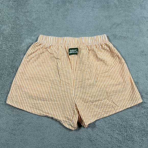 Daily Drills Pants - Daily Drills Shorts Womens XS/S Seersucker Resort Orange White Beach